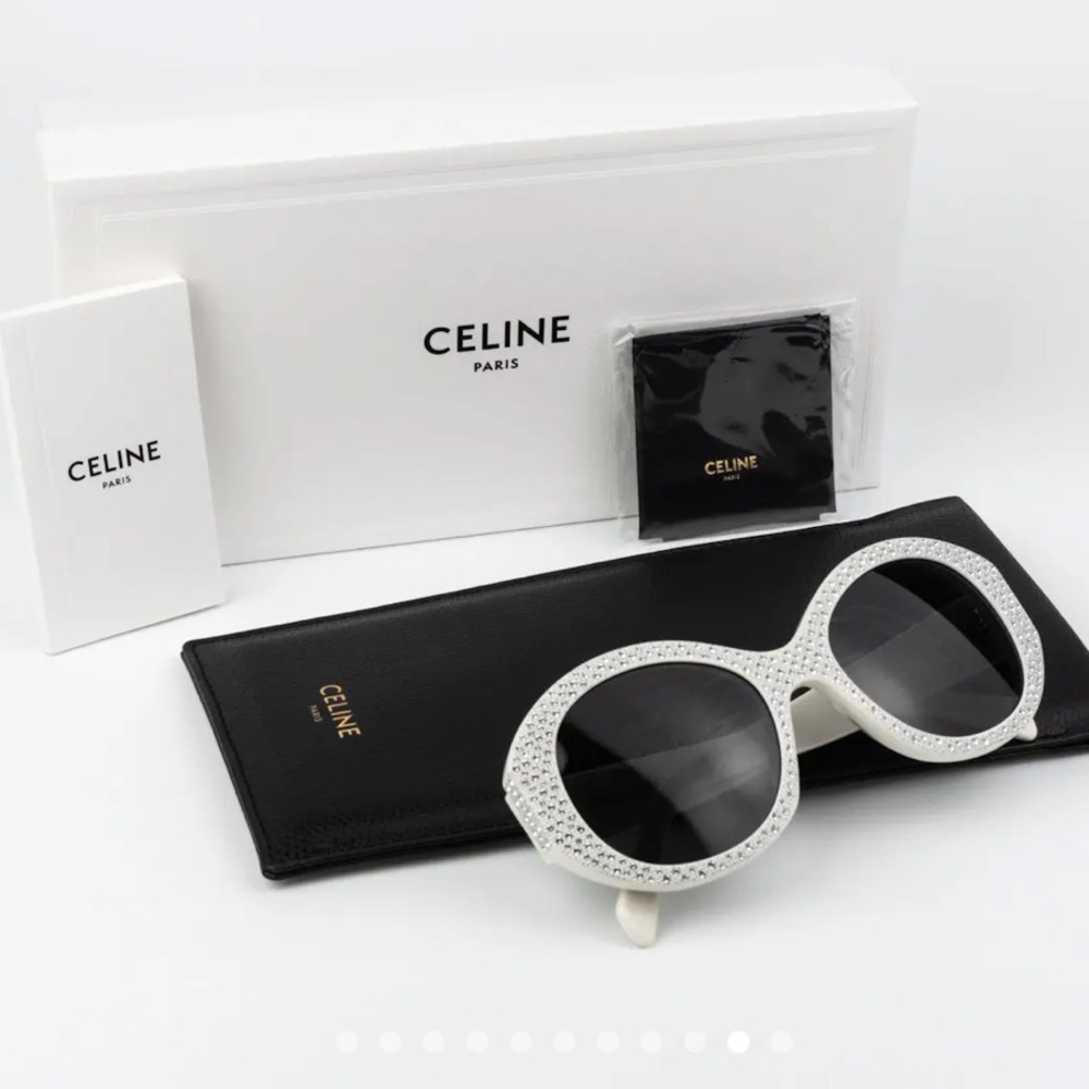 NIB Celine White Crystal Sunglasses - Picture 5 of 12